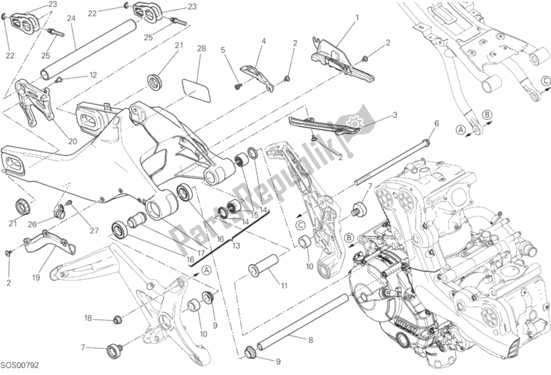 Todas as partes de Forcellone Posteriore do Ducati Monster 821 Brasil 2015